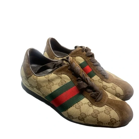 Gucci Beige GG Canvas and Brown Suede Web Detail
Sneakers Size - Picture 7 of 10